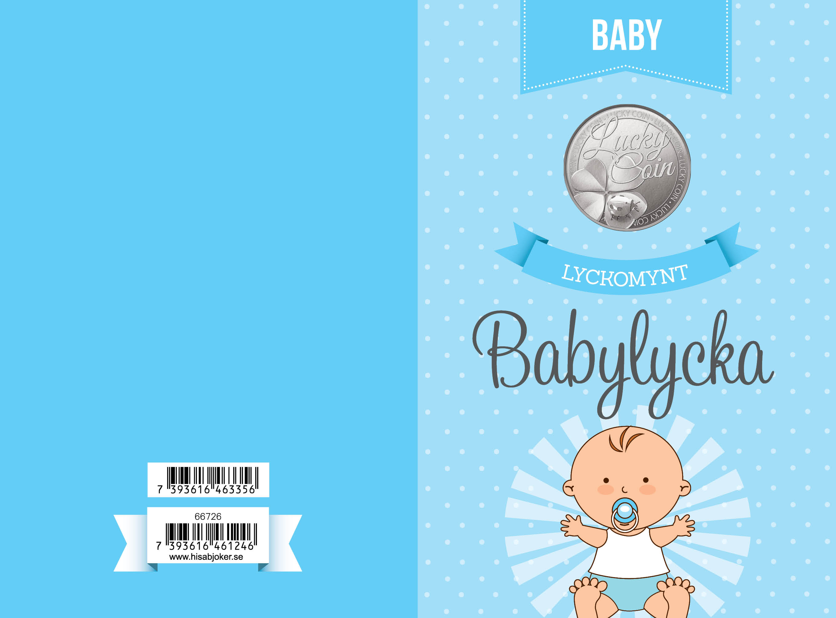 Kort med lyckomynt - Babylycka, Blå