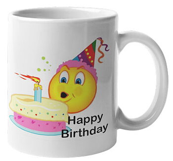 Mugg - Emoji, Happy birthday