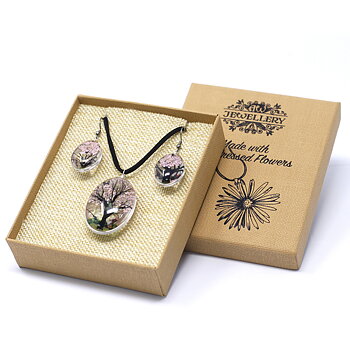 Smyckeset, Pressade blommor, Tree of life - Pink
