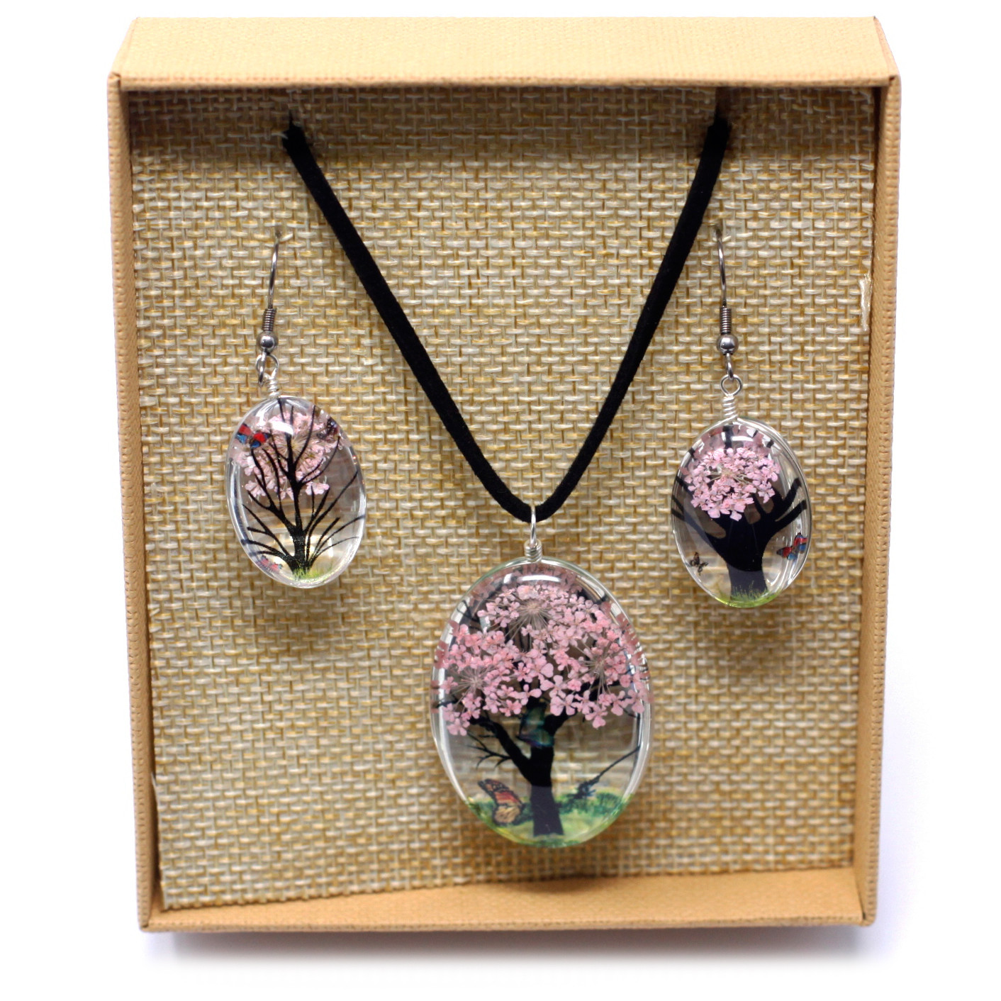 Smyckeset, Pressade blommor, Tree of life - Pink - 2