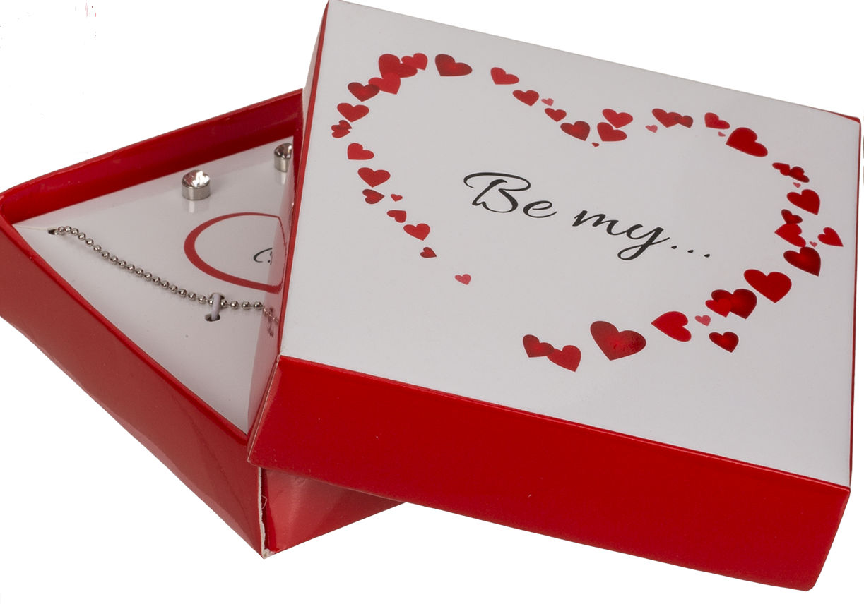 Smyckeset i presentkartong, Hjärta. Örhängen och halsband, Be my love - 2