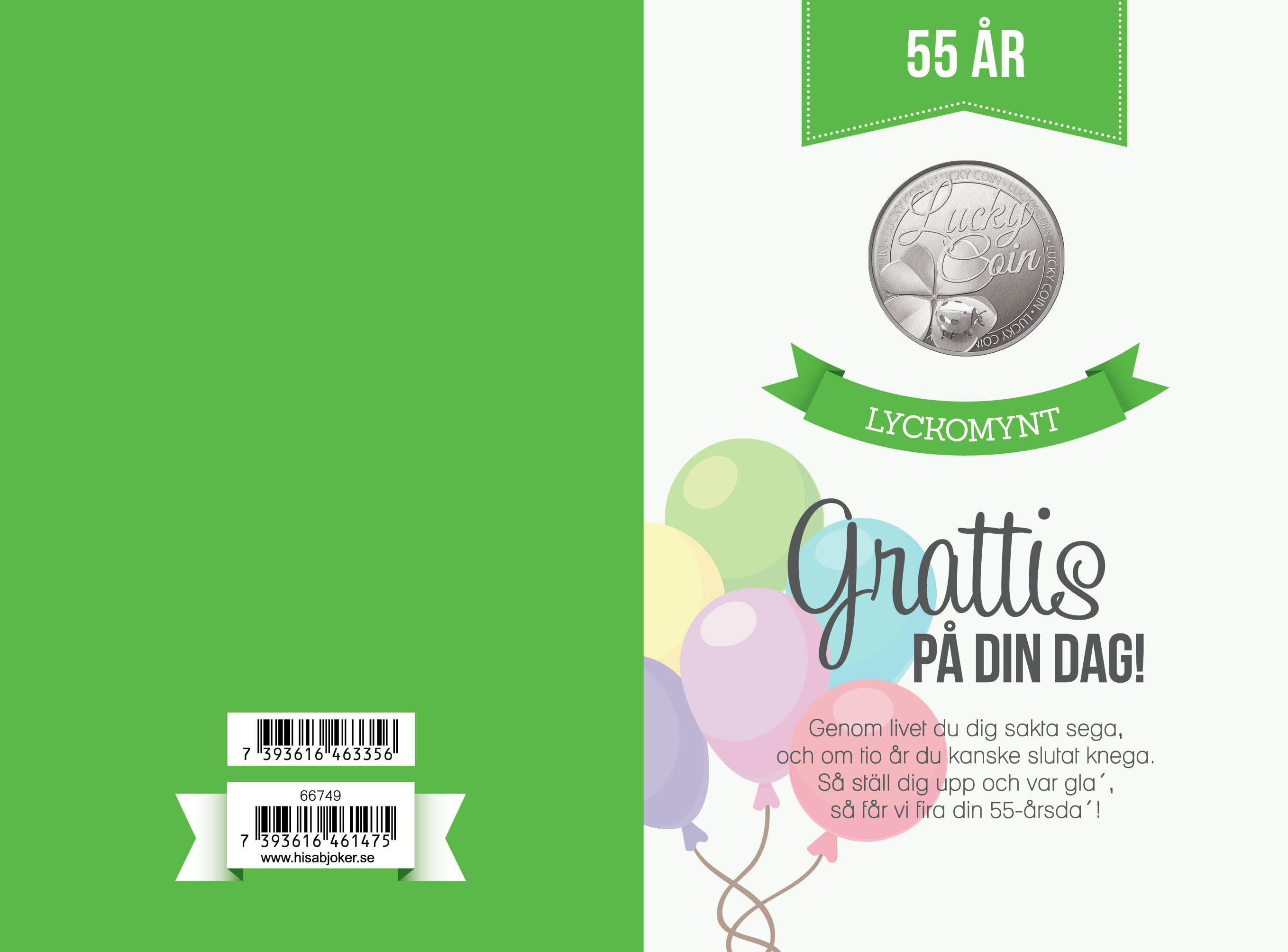 Kort med lyckomynt - 55 år