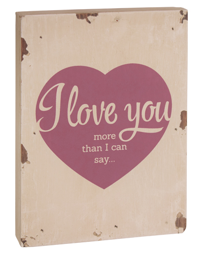 Skylt i trä, Wooden deco, I love you