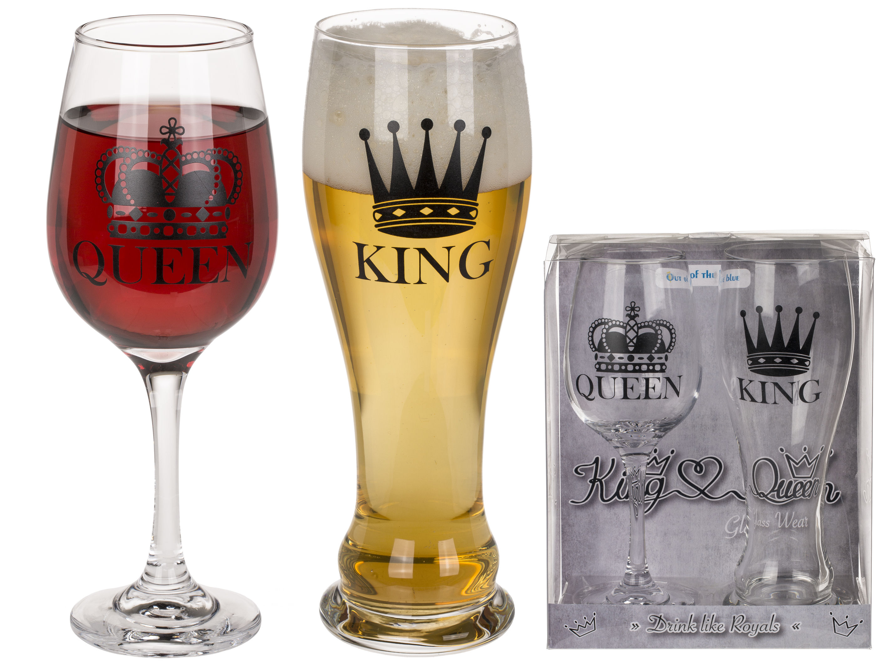 Öl och vinglas - King & Queen