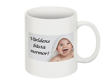 Fotomugg, Mugg med eget foto - bild plus egen text