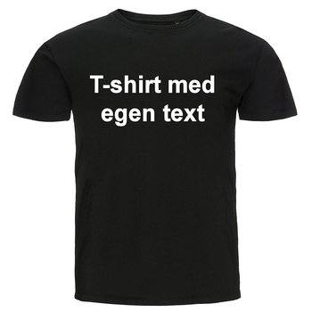 T-shirt med egen text - Svart, tryck på både fram och baksida
