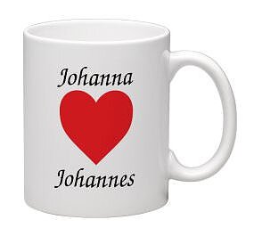 Mugg med hjärta och eget namn eller text