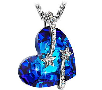 Halsband, Swarovski - Hjärta, blå