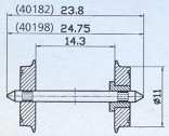 Hjulaxel 11mm, 23.8mm, DC (2st)