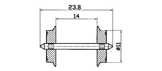 Hjulaxel 11mm, 23.8mm, AC (2st)