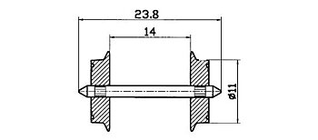 Hjulaxel 11mm, 23.8mm, AC (2st)