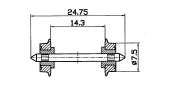 Hjulaxel 7.5mm, 24.75mm, AC (2st) (dubbelisolerad)