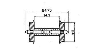 Hjulaxel 11mm, 24.75mm, DC (2st) (delad axel)