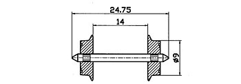 Hjulaxel 9mm, 24.75mm, AC (2st)