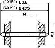 Hjulaxel 11mm, 24.75mm, AC (2st)