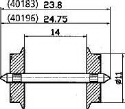 Hjulaxel 11mm, 24.75mm, AC (2st)