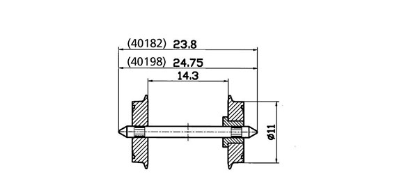 Hjulaxel 11mm, 24.75mm, DC (2st)