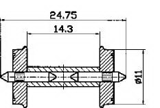 Hjulaxel RP-25, DC delad axel, 24.75mm x 11mm, 2-pack