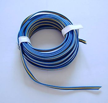 3-delad kabel, blå/gul/blå, 5mtr