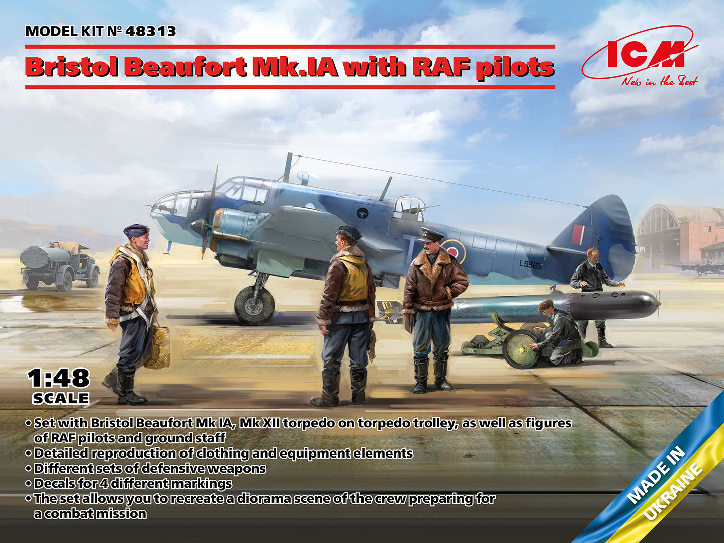 Bristol Beaufort Mk.IA m. RAF-piloter 1/48