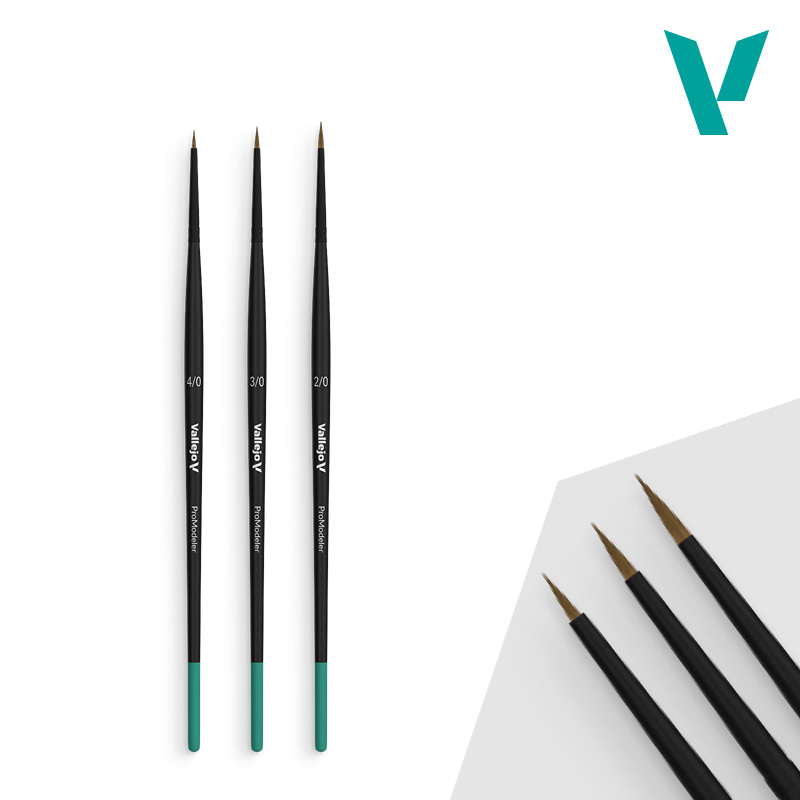 Brush set round, 4/0, 3/0, 2/0, natural hair