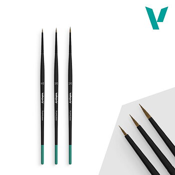 Brush set round, 4/0, 3/0, 2/0, natural hair