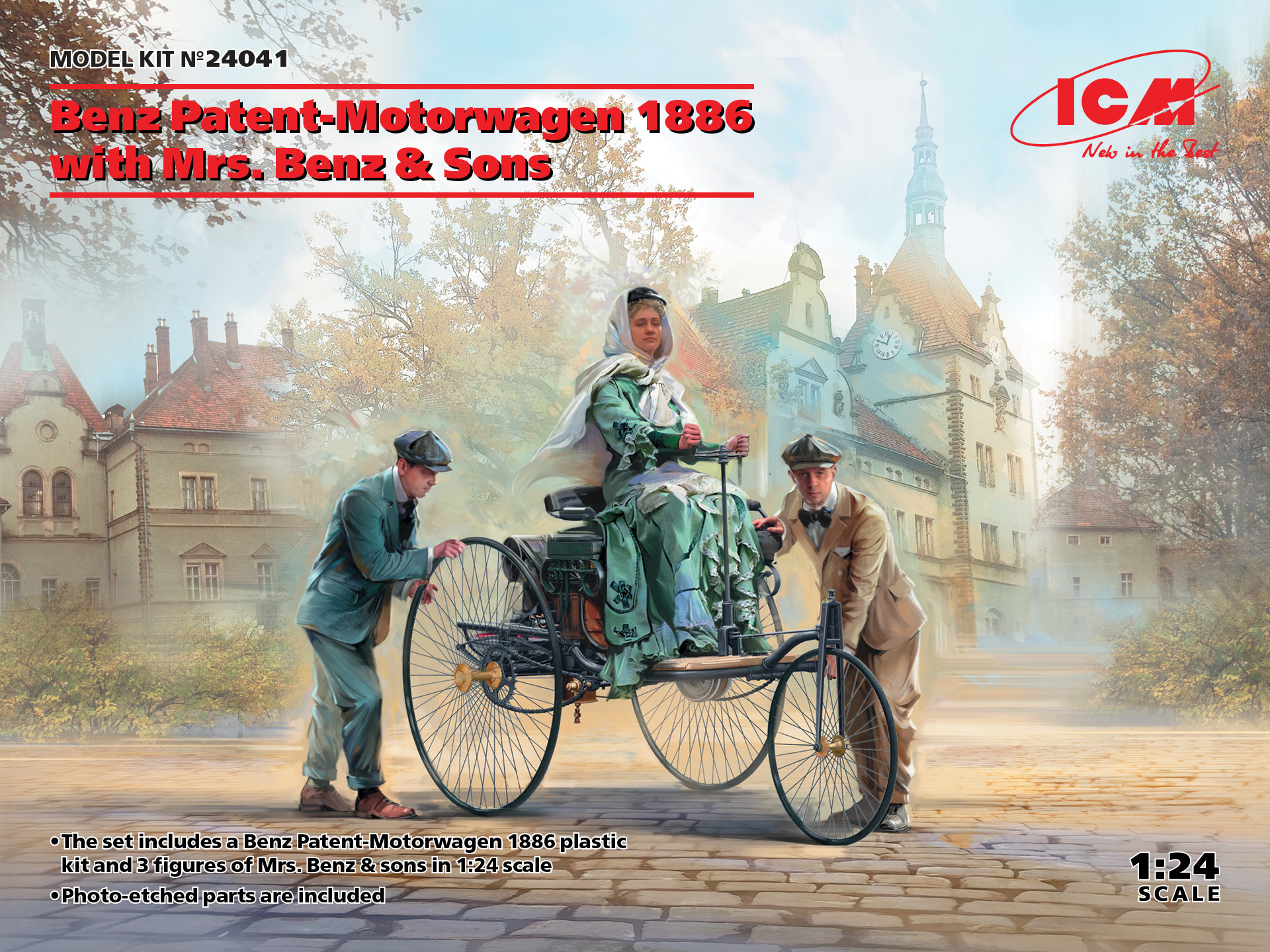 Benz Patent-Motorwagen 1886 med Mrs. Benz & söner 1/24