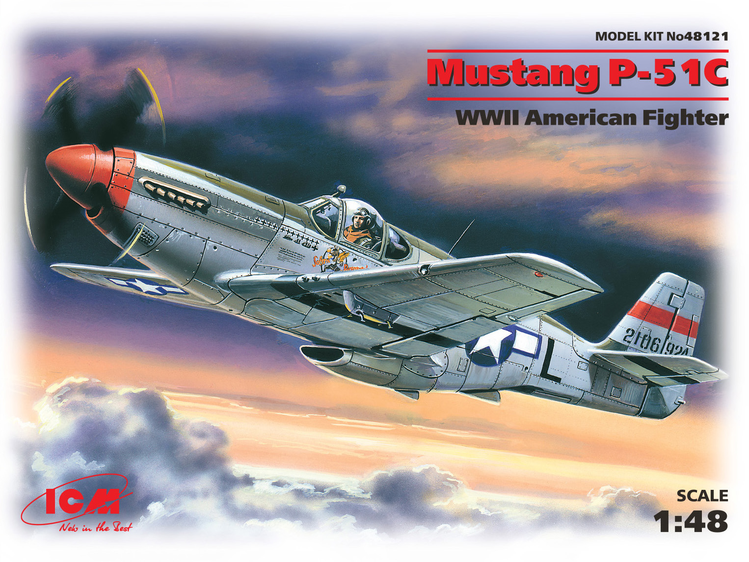 Mustang P-51C, WWII American Fighter 1/48