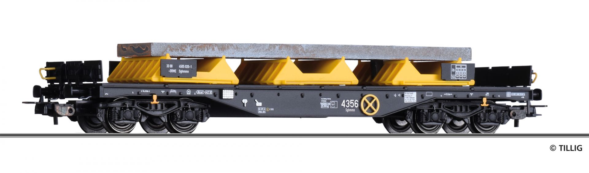 Flat car Sgmmns 4505 w steel load, On Rail IV