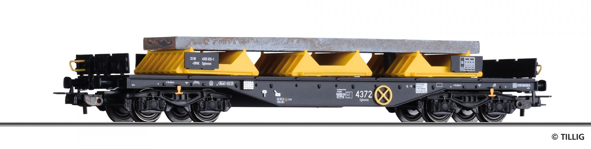 Flachwagen Sgmmns 4505 der On Rail GmbH mit Beladung, Ep. VI