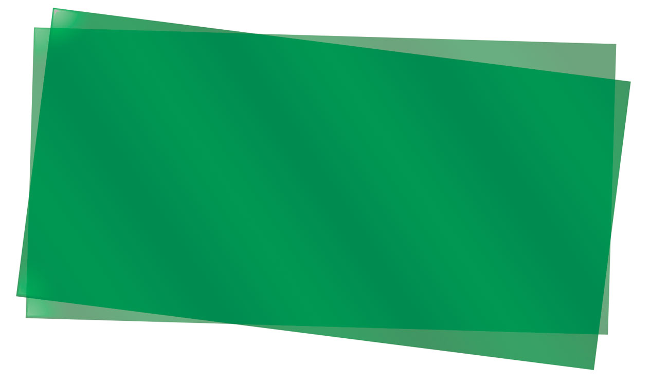 Slät skiva, grön klar, 0.25mm - 15x30cm (2)