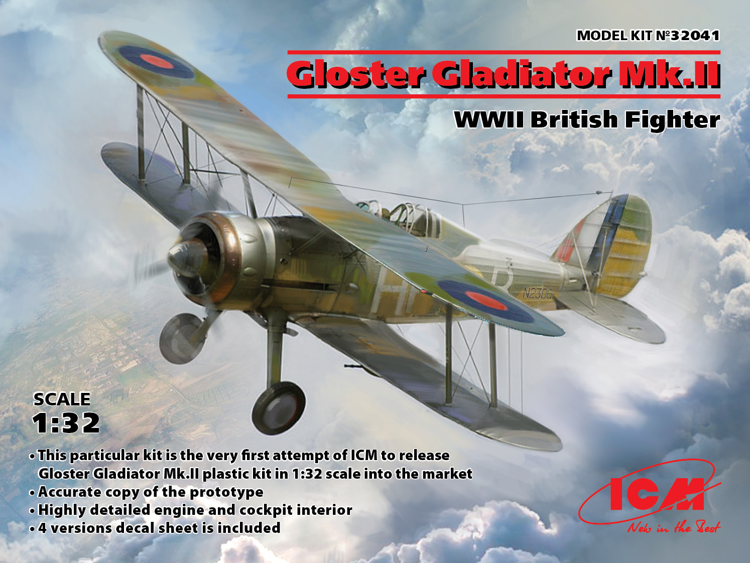 Gloster Gladiator Mk. WWII Britisk kampfly 1/32