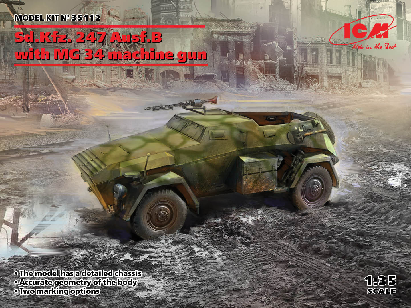 Sd.Kfz.247 Ausf.B m. MG 34 maskingevär 1/35