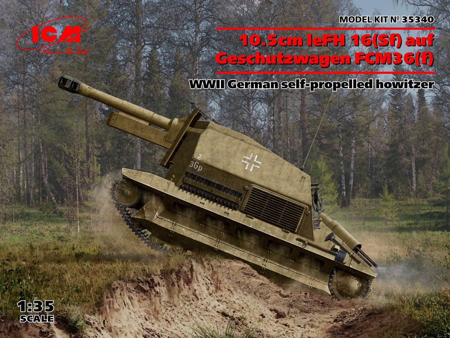 10,5cm leFH 16 Sf auf Geschutzwagen FCM36 1/35