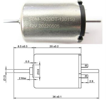 Motor 1620DT - 2 axlar (14600v/min) 12V
