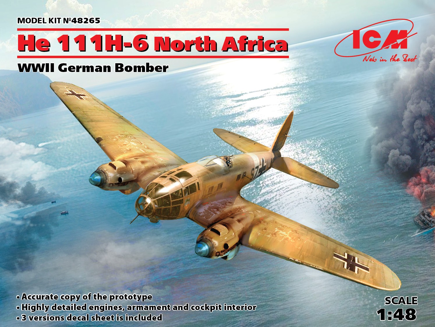 HE 111H-6 Nordafrika WWII Tyskt bombplan 1/48