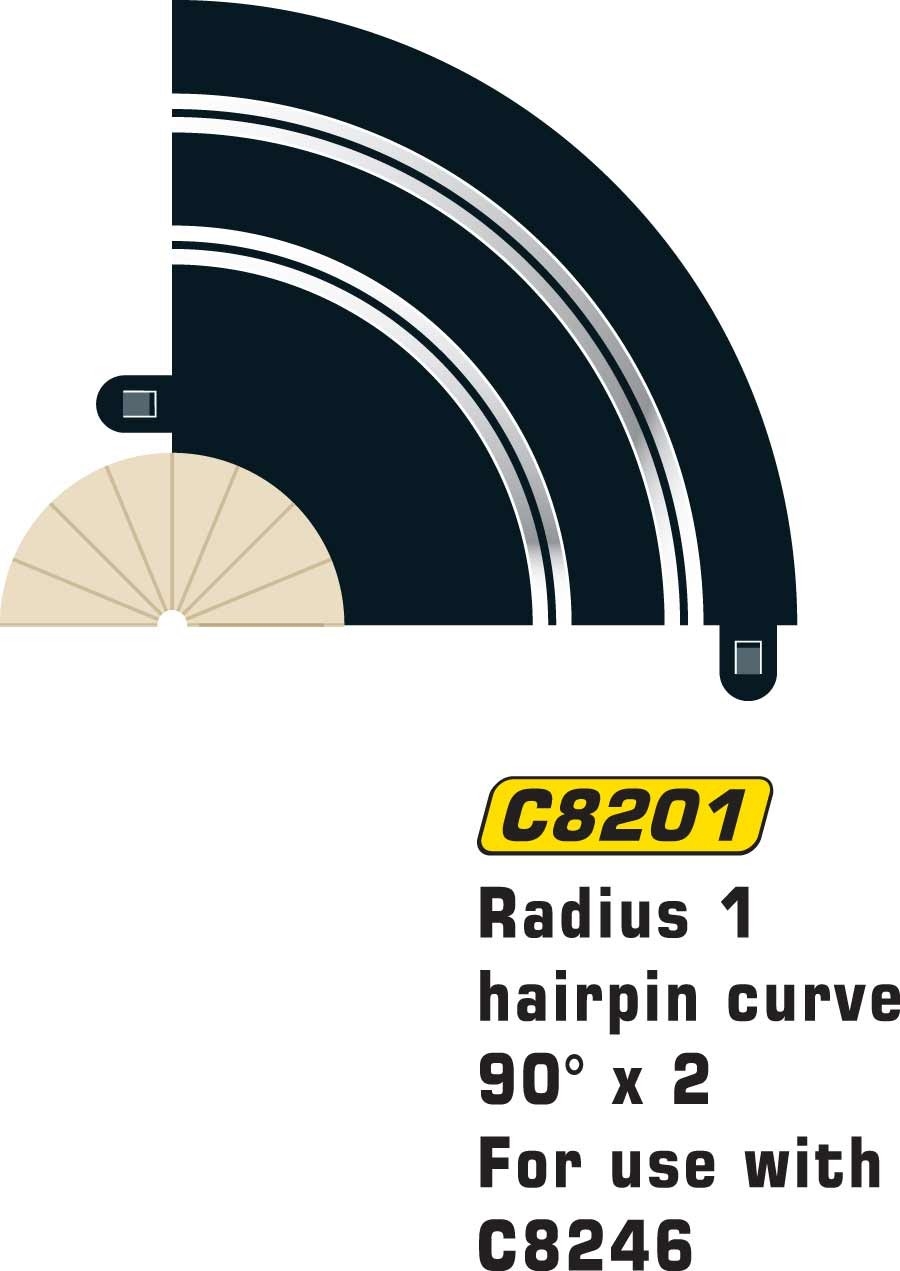 Scalextric Hårnålskurva (radie 1), 2 st