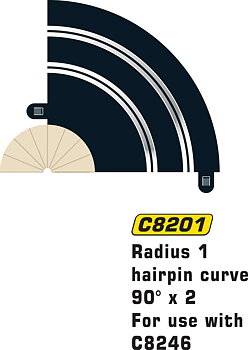 Scalextric Hårnålskurva (radie 1), 2 st