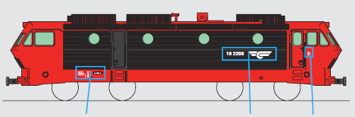 El16 decalsheet, NSB 2205, red/black