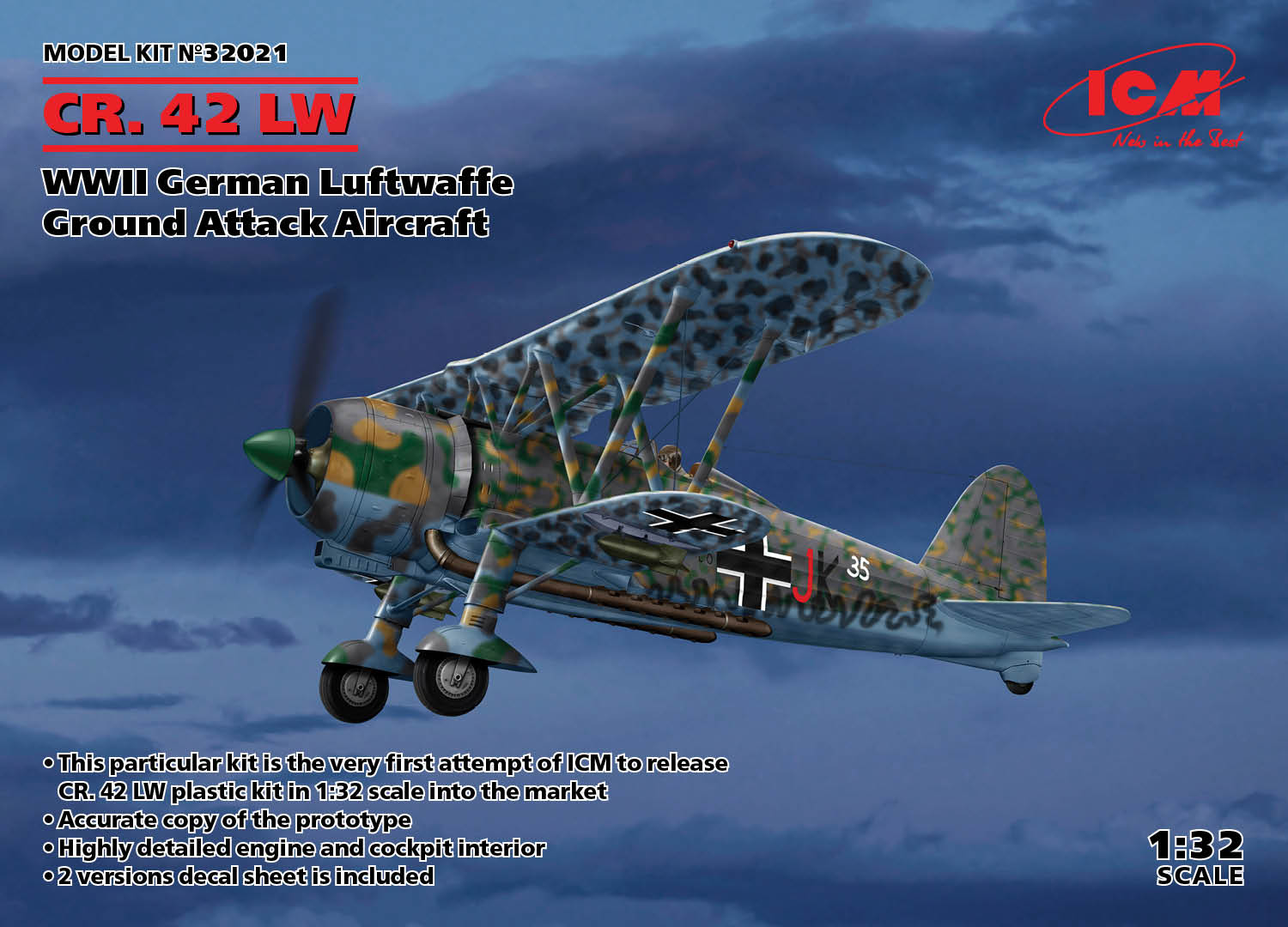 CR.42 LW WWII German Luftwaffe Gorund Attack Aircraft 1/32