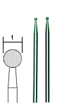 Diamantslipstift, kulform Ø 1.0mm, skaft Ø 2.35mm