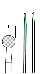 Diamantslipstift, kulform Ø 1.0mm, skaft Ø 2.35mm