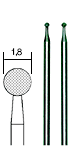 DIAMANTSLIPSTIFT KULFORM 1,8 MM 2 ST