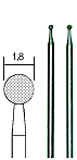 Diamantslipstift, kulform Ø 1.8mm, skaft Ø 2.35mm