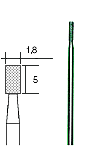 Diamantslipstift, cylindrisk Ø 1.8mm, skaft Ø 2.35mm