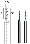 Hårdmetallborr (stål, glas), Ø 1.5mm, skaft Ø 2.35mm