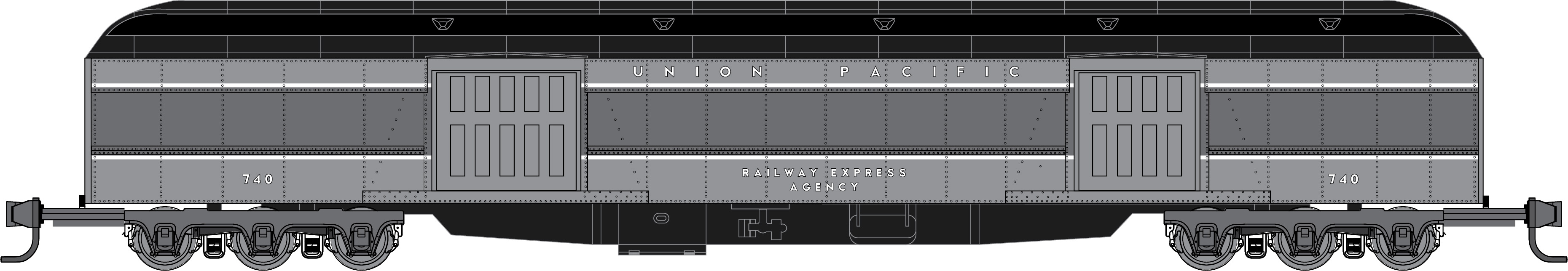 70' hwt Mail Baggage Car, UP #740