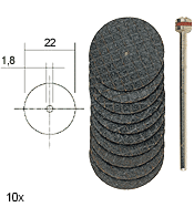 Kapskiva i aluminiumoxid Ø 22mm m hållare (10st)
