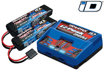 Battery/charger completer pack (includes #2972 Dual iD charger (1), #2869X 7600mAh 7.4V 2-cell 25C LiPo iD® Battery (2))