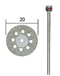 Diamantkapskiva m kylhål Ø 20mm, axel dia Ø 2.35mm